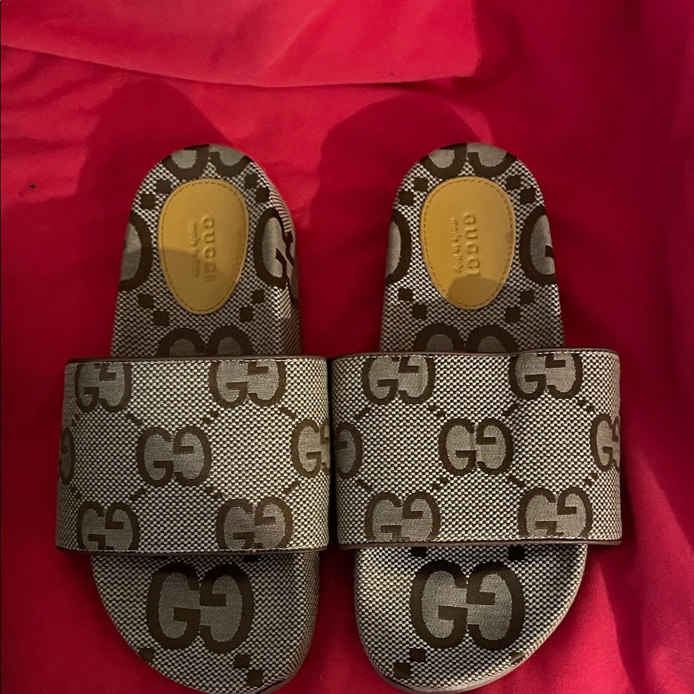 Gucci GG Monogram Sandals - Brown and Gold